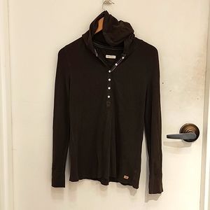 Polo Jeans Olive Green Waffle 3/4 Hooded Henley size L‎